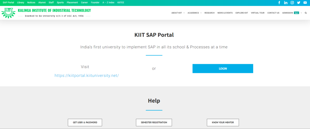 KIIT University SAP Login Portal