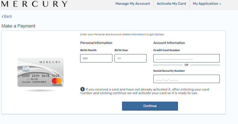 Mercury Mastercard Payment