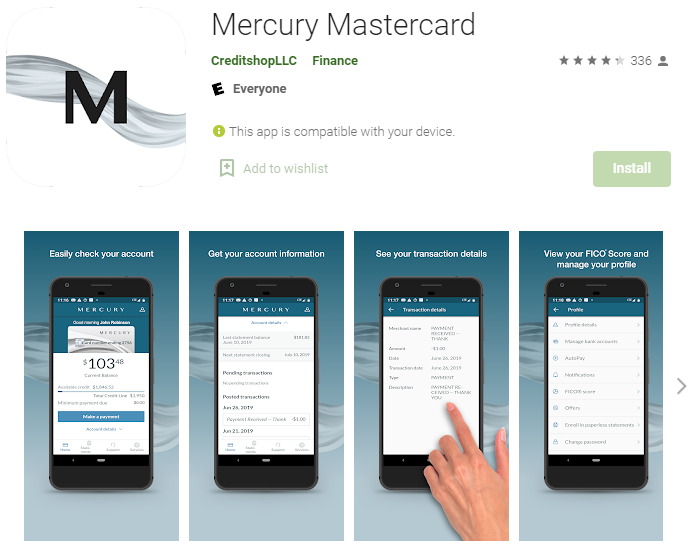 Mercury Mastercard Mobile app