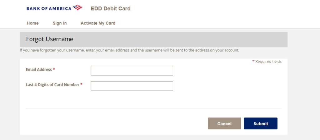 EDD Bank of America Debit Card