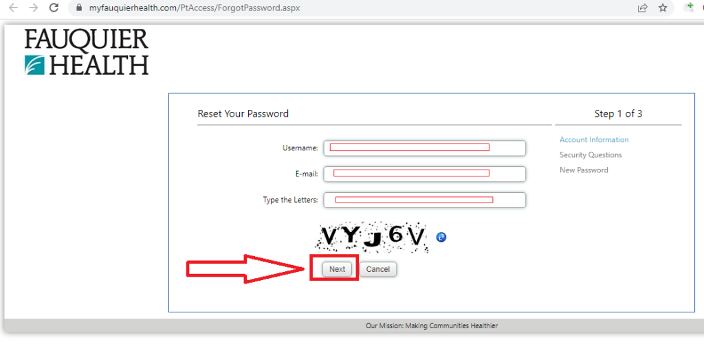 fauquier Patient Portal Reset Your Password