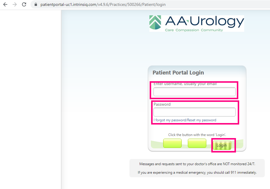 AA urology patient portal