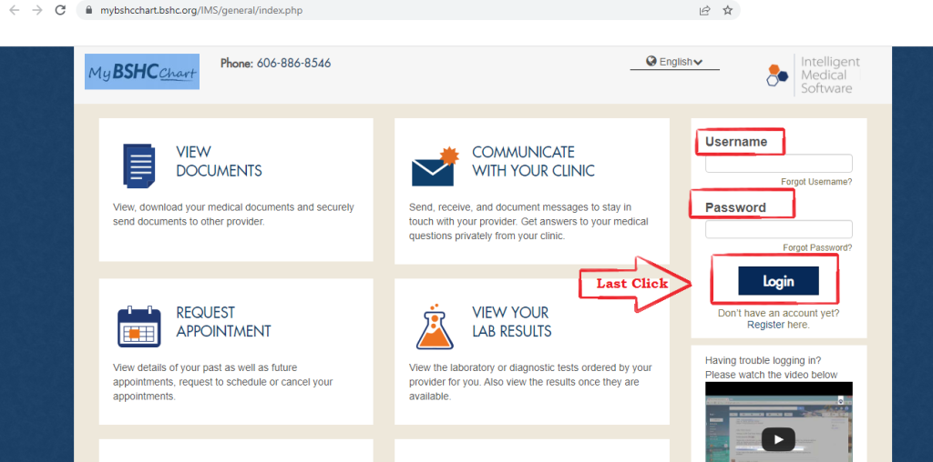 BSHC Patient Portal Log In