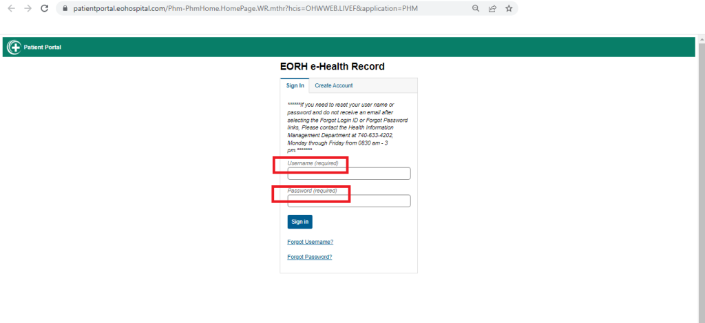 EORH Patient Portal