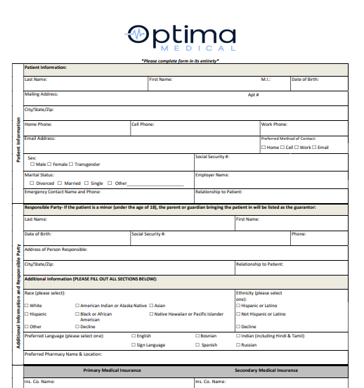 Optima Medical Patient Portal