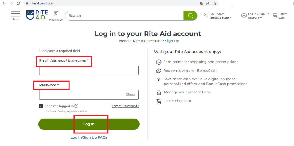 Rite Aid Rewards Login