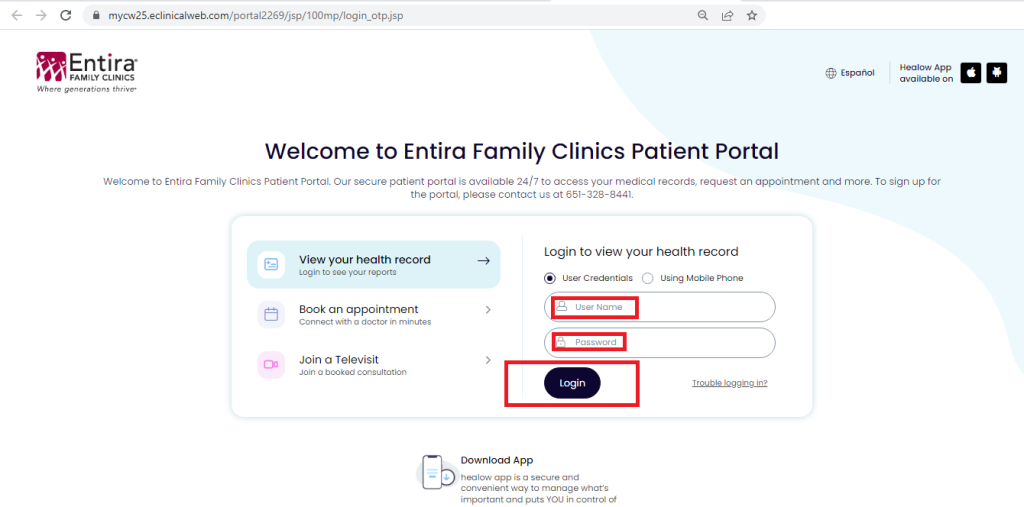 Entira Patient Portal Log In