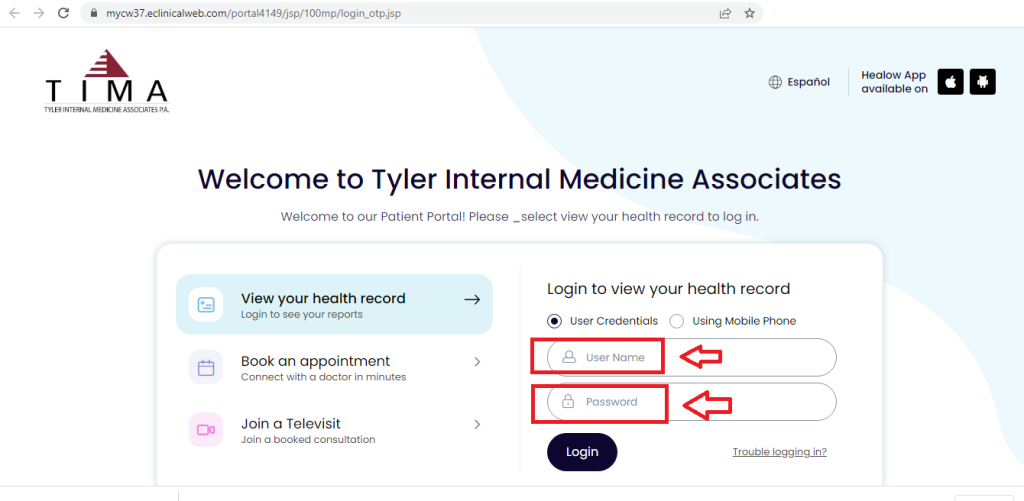 TIMA Patient Portal