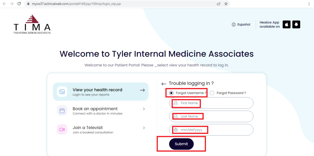 TIMA Patient Portal