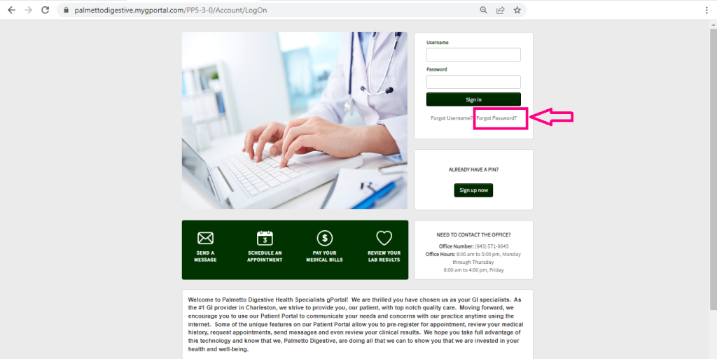 Palmetto Digestive Patient Portal 