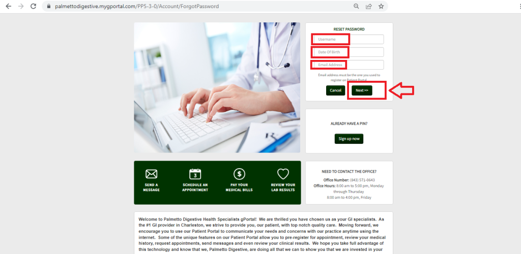 Palmetto Digestive Patient Portal 