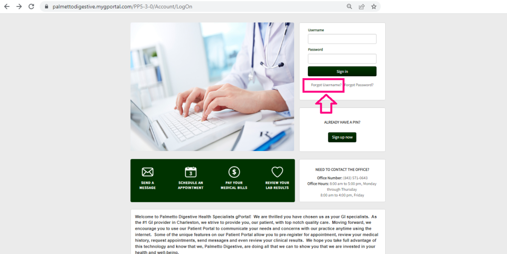 Palmetto Digestive Patient Portal 