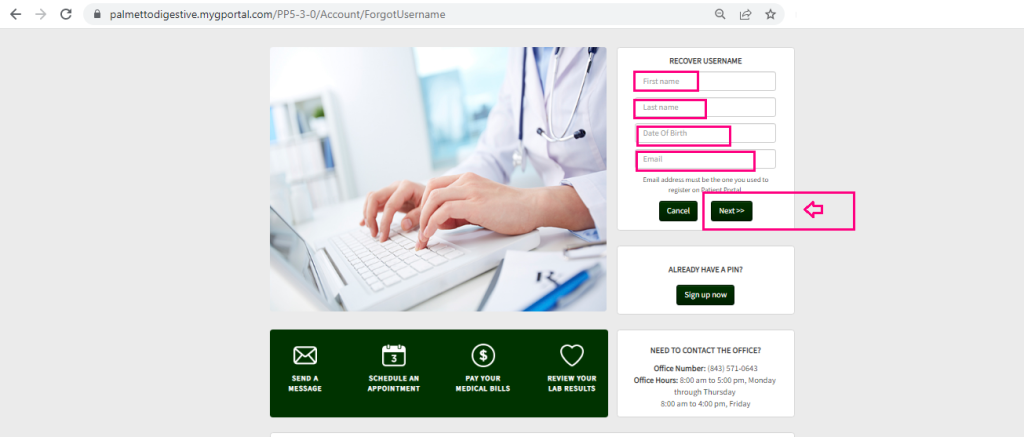 Palmetto Digestive Patient Portal 