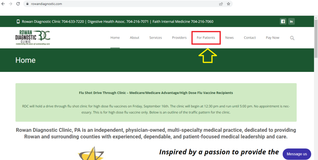 Rowan Diagnostic Patient Portal