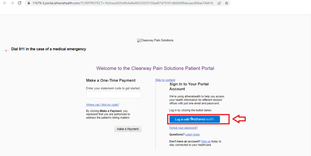 Clearway Patient Portal login