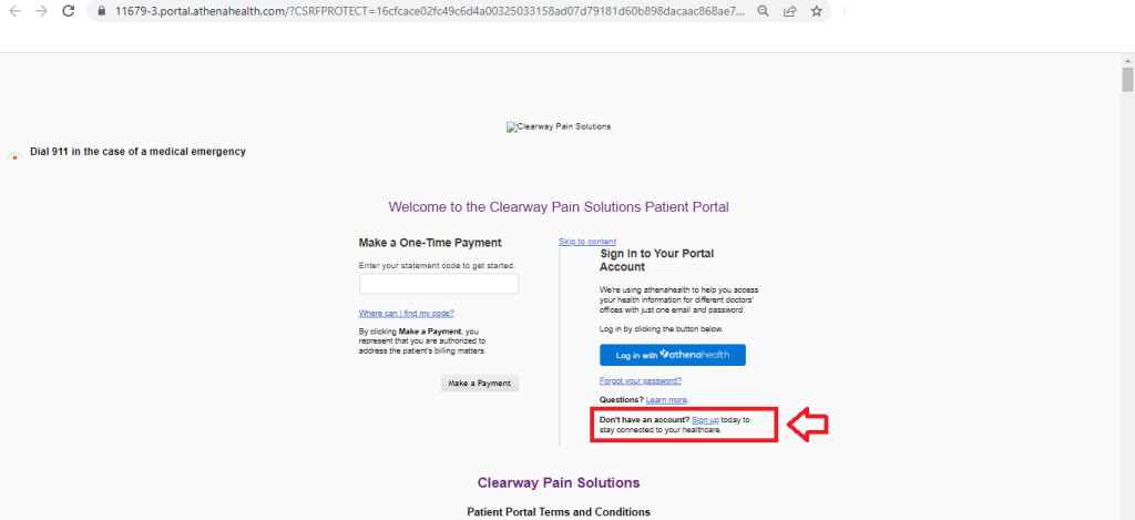 Clearway Patient Portal login