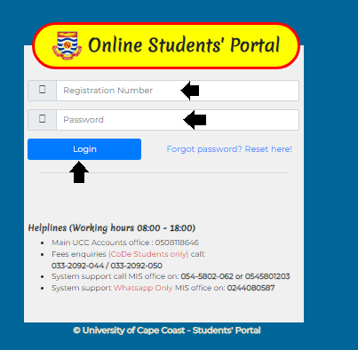 UCC Student Login Portal