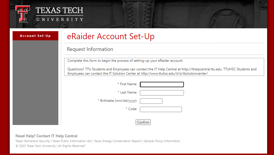 Create A TTU Blackboard Portal New Account