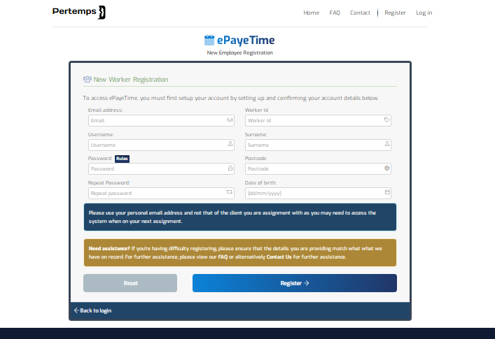 ePay Pertemps Payslip Login