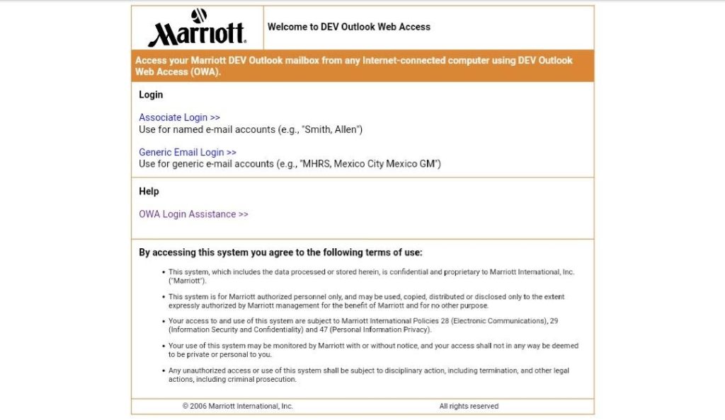 Owa Marriott Email Login