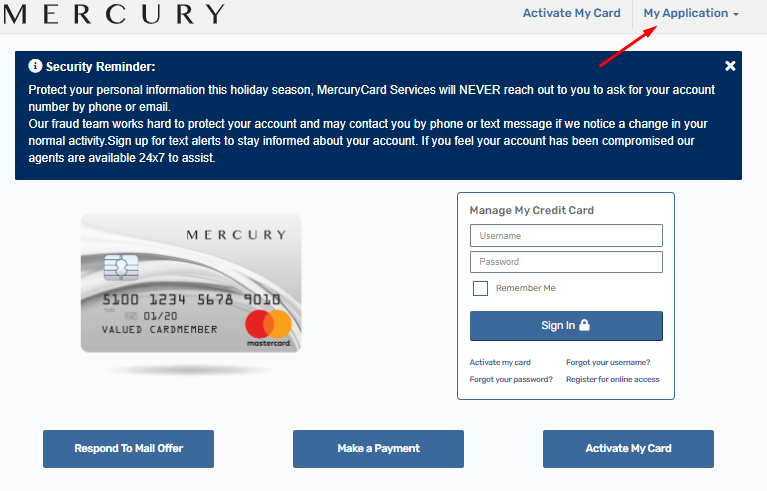 Mercury card online access