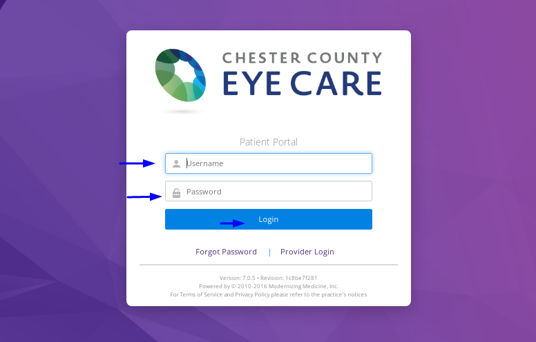 Chester County Eye Care patient portal
