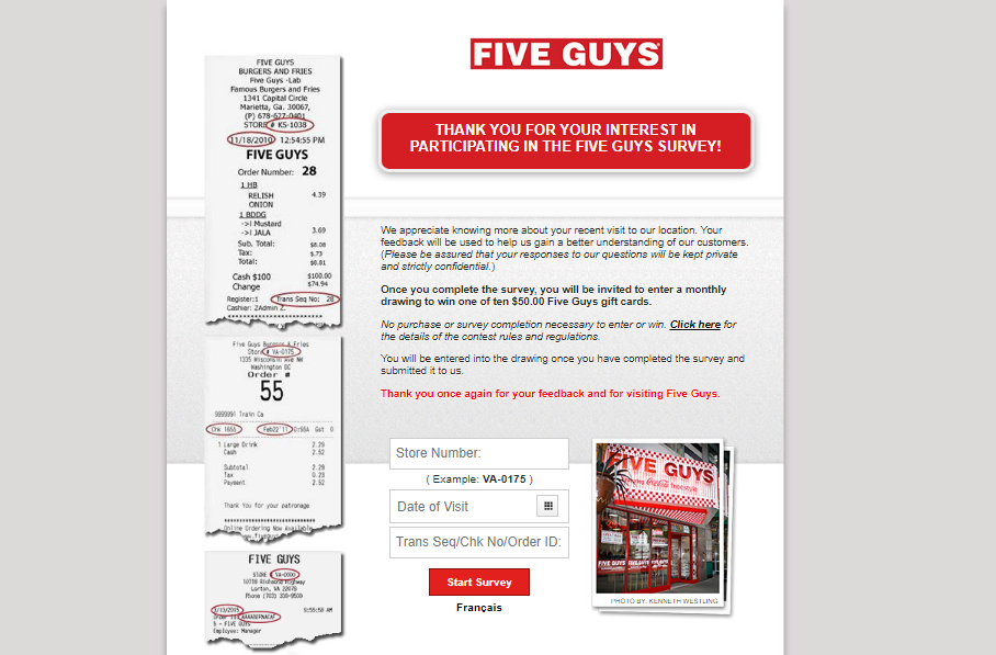 Five Guys Customer Experience Survey