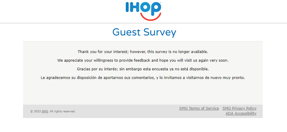 IHOP Guest Satisfaction Survey
