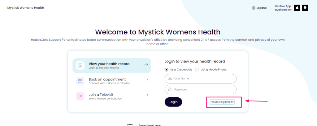 MyStick Women's Health Patient Portal