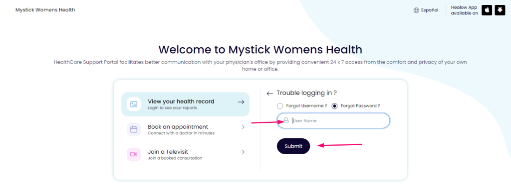 MyStick Women's Health Patient Portal