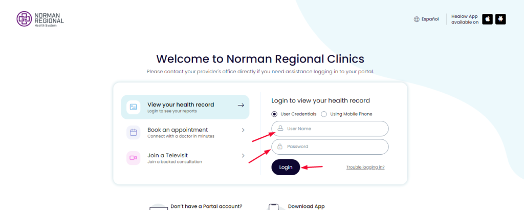 Norman Regional Clinics Portal