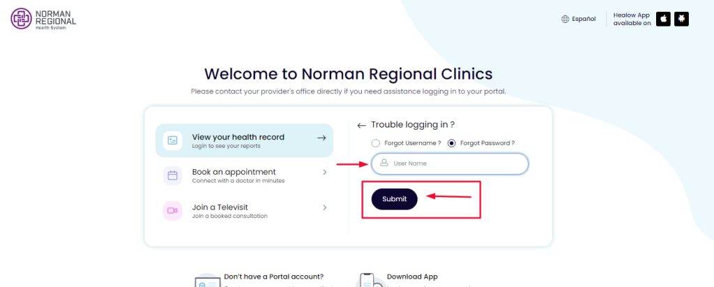 Norman Regional Clinics Portal