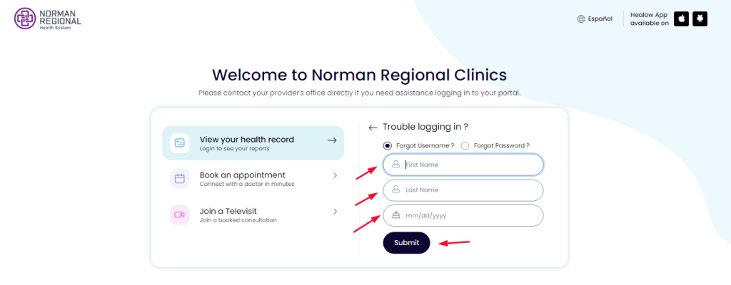 Norman Regional Clinics Portal
