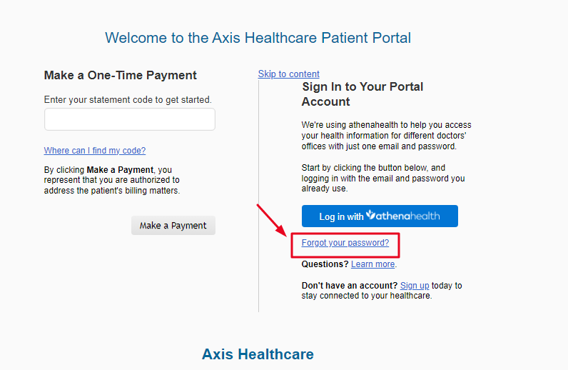 Axis Healthcare Patient Portal