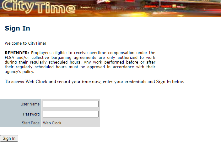 CityTime Login