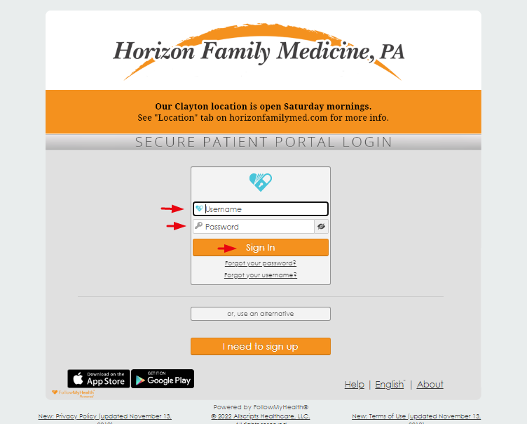 Horizon Family Medicine Patient Portal 