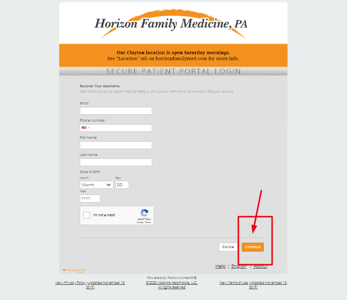 Horizon Family Medicine Patient Portal 