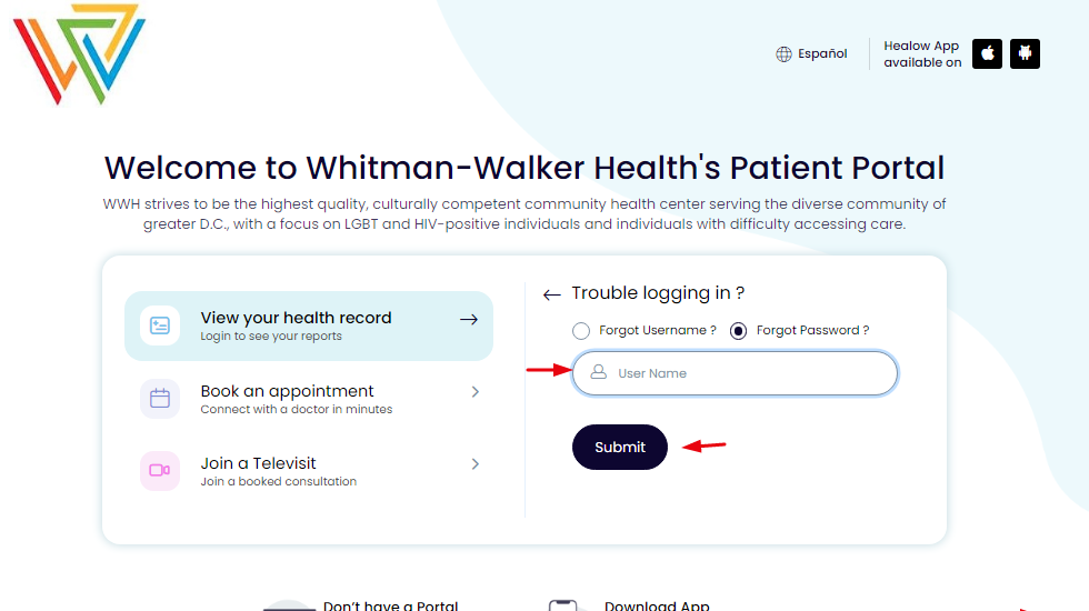 Whitman Walker Patient Portal