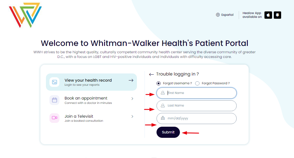 Whitman Walker Patient Portal